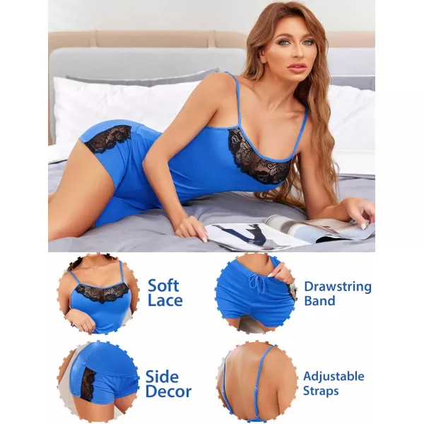 Avidlove Women Sleepwear Lace Pajamas Set Shorts Nightwear Camisole Short SetsBlueone Size Up