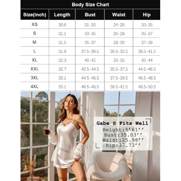 Avidlove Women Sleepwear Satin Nightgown Babydoll Lingerie Dress Mini Slip Chemise NightwearA Pure White