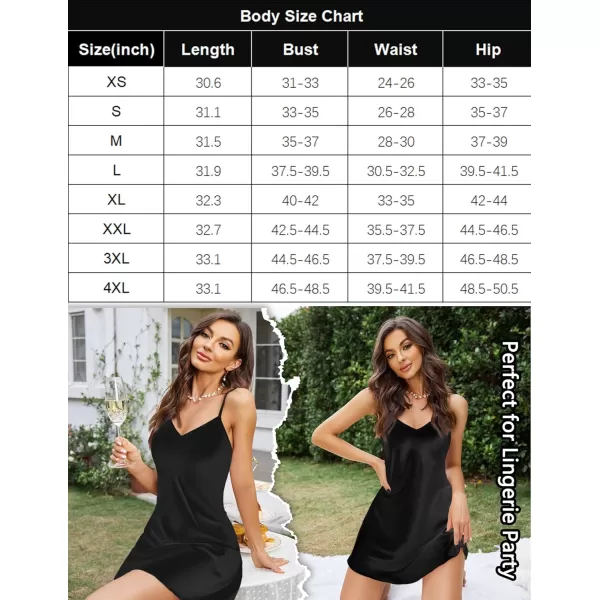 Avidlove Women Sleepwear Satin Nightgown Babydoll Lingerie Dress Mini Slip Chemise NightwearBlack