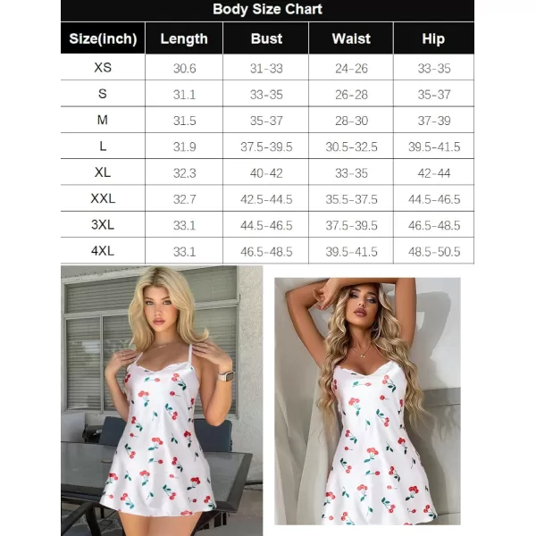 Avidlove Women Sleepwear Satin Nightgown Babydoll Lingerie Dress Mini Slip Chemise NightwearCherry