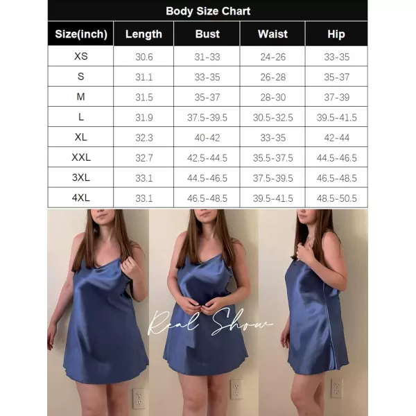 Avidlove Women Sleepwear Satin Nightgown Babydoll Lingerie Dress Mini Slip Chemise NightwearClear Blue