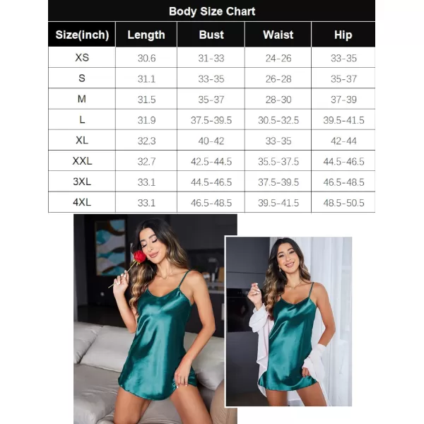 Avidlove Women Sleepwear Satin Nightgown Babydoll Lingerie Dress Mini Slip Chemise NightwearGreen