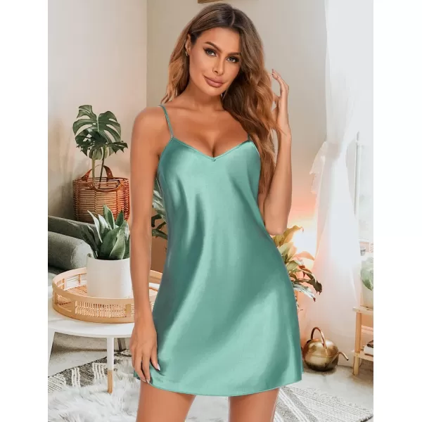 Avidlove Women Sleepwear Satin Nightgown Babydoll Lingerie Dress Mini Slip Chemise NightwearLight Green