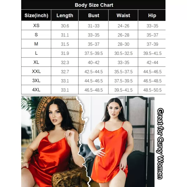 Avidlove Women Sleepwear Satin Nightgown Babydoll Lingerie Dress Mini Slip Chemise NightwearRed