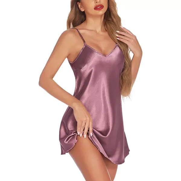 Avidlove Women Sleepwear Satin Nightgown Babydoll Lingerie Dress Mini Slip Chemise NightwearSangria