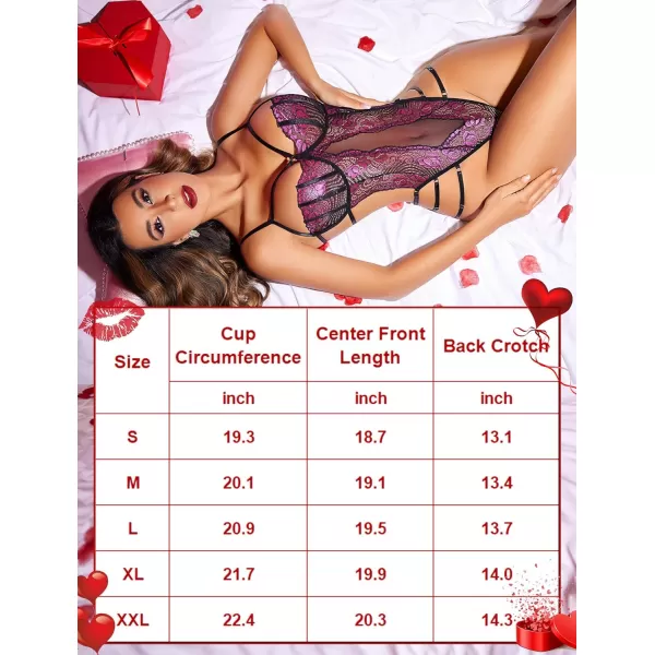 Avidlove Women Teddy Lingeries Sexy Lingerie Strappy Lace Bodysuit Deep V One Piece BabydollPink