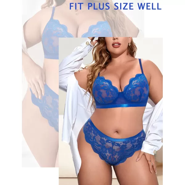 Avidlove Womens 2 Piece Lingerie Sexy Lace Underwire Bralette Bra and Panty Lingerie Set Push Up Blue LAvidlove Womens 2 Piece Lingerie Sexy Lace Underwire Bralette Bra and Panty Lingerie Set Push Up Blue L