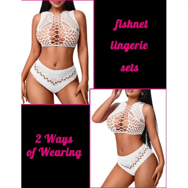 Avidlove Womens Fishnet Lingerie for Women Sexy Two Piece Lingerie Set Stripper OutfitWhite