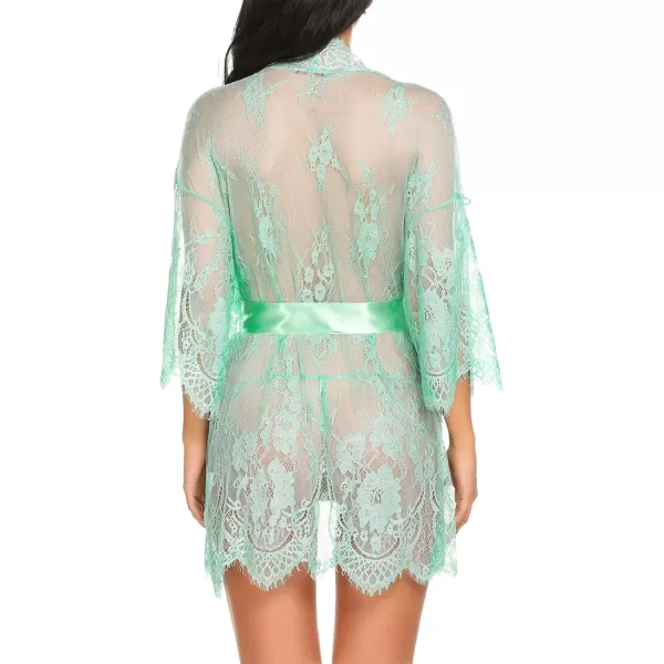 Avidlove Womens Lace Kimono Robe Babydoll Lingerie Mesh Nightgown S5XLGreen