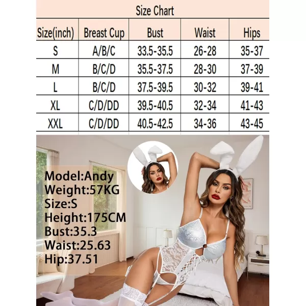 Avidlove Womens Lingerie Faux Leather Lingerie Lace Teddy Bodysuit Sexy Corset With Garter BeltSilverampwhite