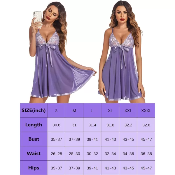 Avidlove Womens Lingerie Lace Babydoll Strap Chemise Mesh Sleepwear OutfitsB Wineberry