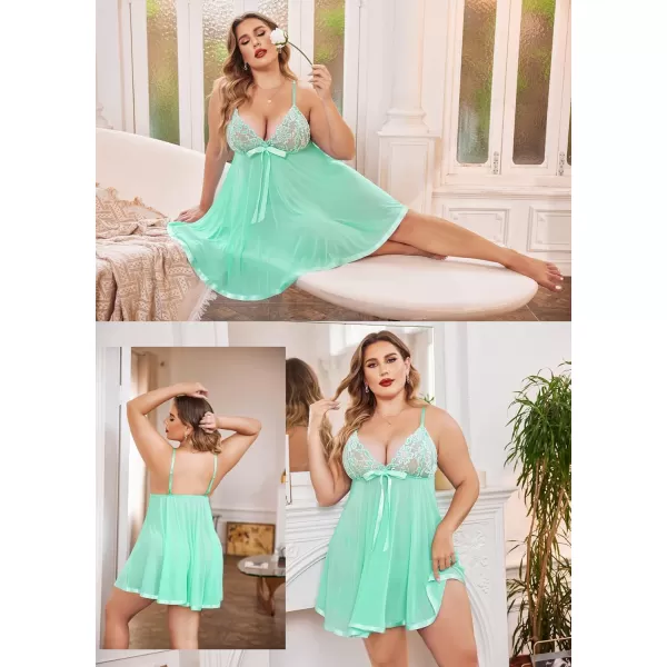 Avidlove Womens Lingerie Lace Babydoll Strap Chemise Mesh Sleepwear OutfitsGreen