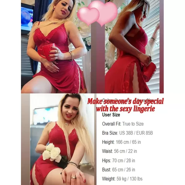 Avidlove Womens Lingerie Sexy Nightwear Spaghetti Strap Nightgown Babydoll Chemise1 Wine Red