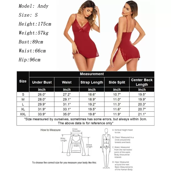 Avidlove Womens Lingerie Sexy Nightwear Spaghetti Strap Nightgown Babydoll Chemise1 Wine Red