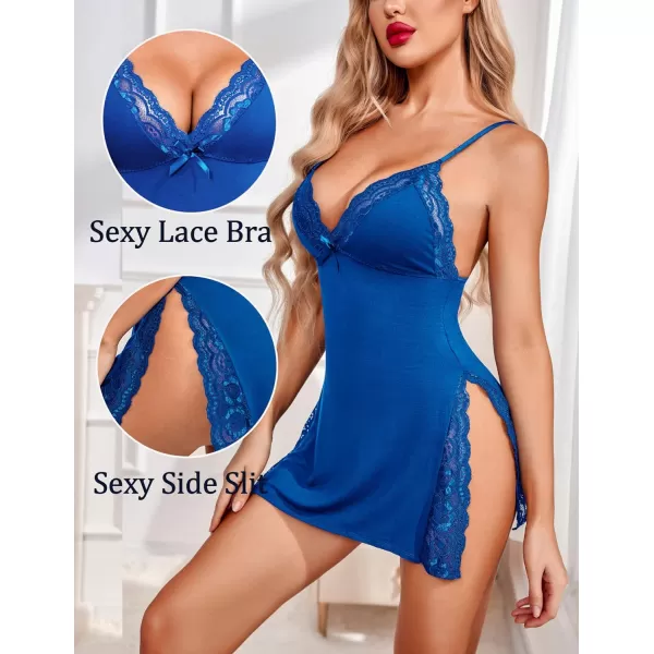 Avidlove Womens Lingerie Sexy Nightwear Spaghetti Strap Nightgown Babydoll ChemiseBlue