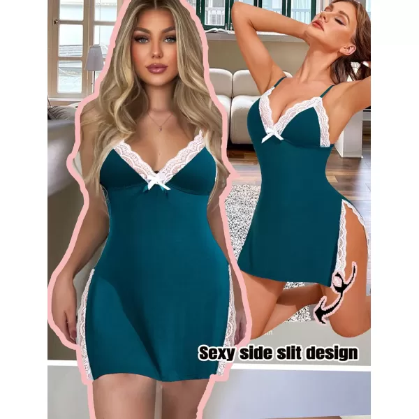 Avidlove Womens Lingerie Sexy Nightwear Spaghetti Strap Nightgown Babydoll ChemiseBlue and White