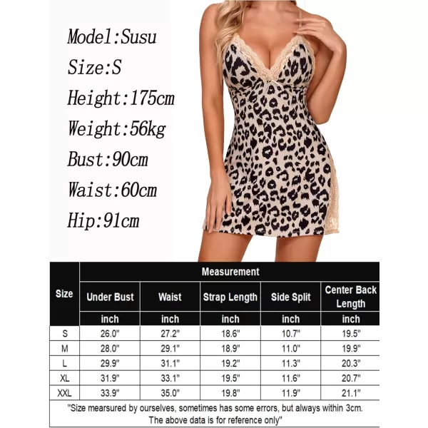 Avidlove Womens Lingerie Sexy Nightwear Spaghetti Strap Nightgown Babydoll ChemiseCoffee Leopard