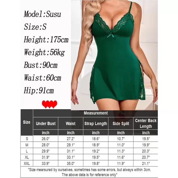 Avidlove Womens Lingerie Sexy Nightwear Spaghetti Strap Nightgown Babydoll ChemiseDark Green