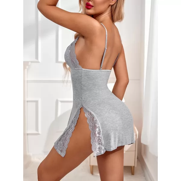 Avidlove Womens Lingerie Sexy Nightwear Spaghetti Strap Nightgown Babydoll ChemiseGrey