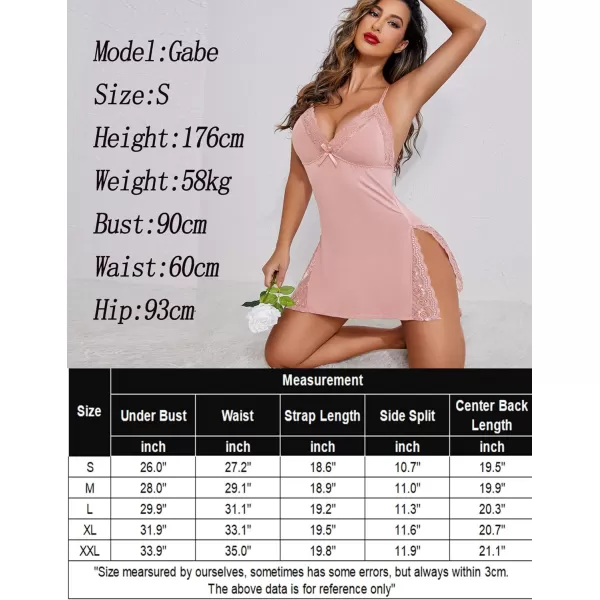 Avidlove Womens Lingerie Sexy Nightwear Spaghetti Strap Nightgown Babydoll ChemiseLight Pink