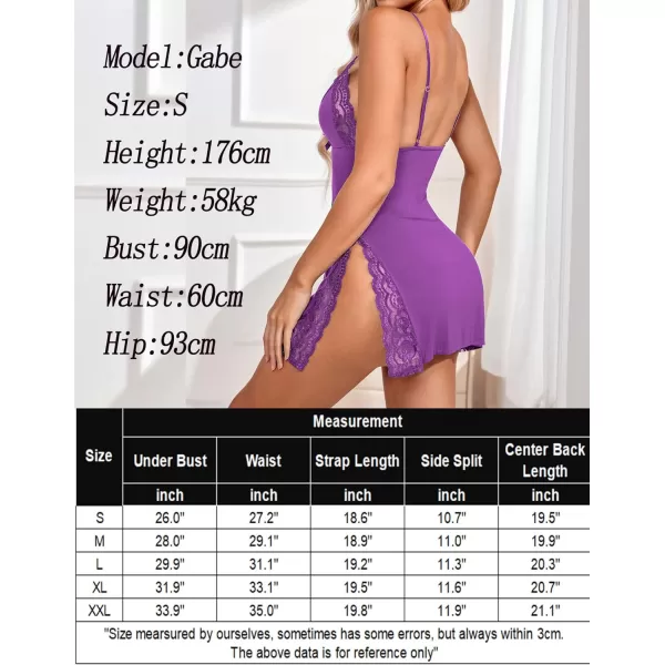 Avidlove Womens Lingerie Sexy Nightwear Spaghetti Strap Nightgown Babydoll ChemiseLight Purple