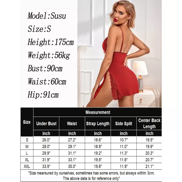 Avidlove Womens Lingerie Sexy Nightwear Spaghetti Strap Nightgown Babydoll ChemiseRed