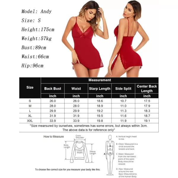 Avidlove Womens Lingerie Sexy Nightwear Spaghetti Strap Nightgown Babydoll ChemiseRed