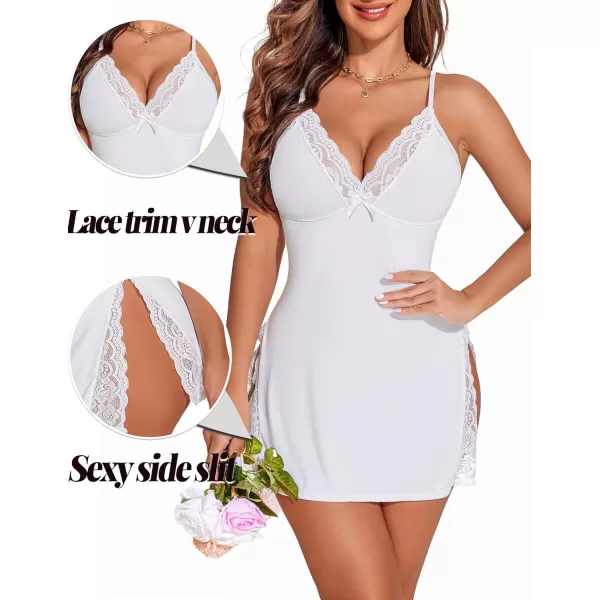 Avidlove Womens Lingerie Sexy Nightwear Spaghetti Strap Nightgown Babydoll ChemiseWhite