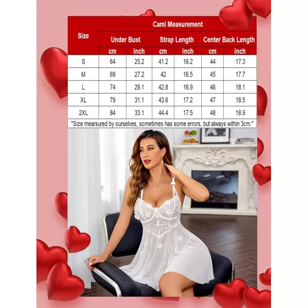 Avidlove Womens Lingeries Sexy Lace Lingerie for woman Babydoll Lingerie Push Up langereis Chemise Boudoir OutfitsWhite