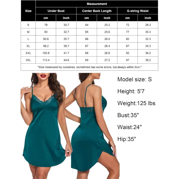 Avidlove Womens Nightwear Sexy Satin Sleepwear Lace Chemises Mini Full SlipGreen