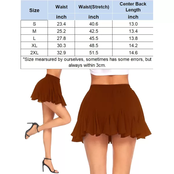 Avidlove Womens Pleated Skater Skirt Basic Casual High Waisted Ruffles Flared Mini Lingerie SkirtsCaramel