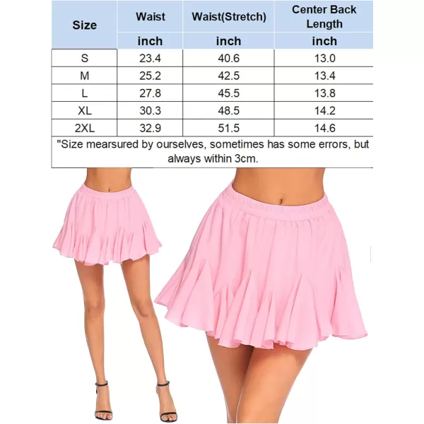 Avidlove Womens Pleated Skater Skirt Basic Casual High Waisted Ruffles Flared Mini Lingerie SkirtsPink