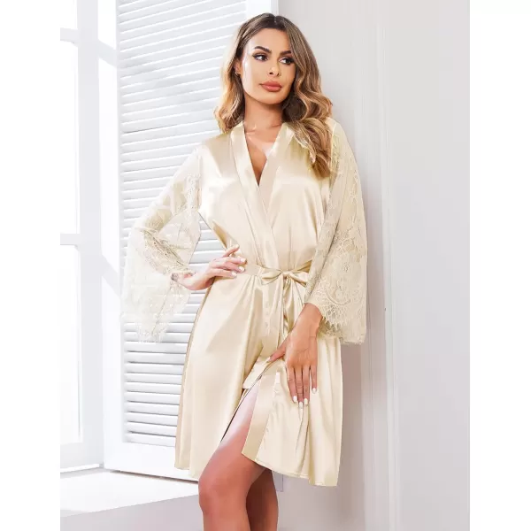 Avidlove Womens Satin Kimono Robe for Bridesmaid and Bride Wedding Party Getting Ready Short RobeDark Khaki