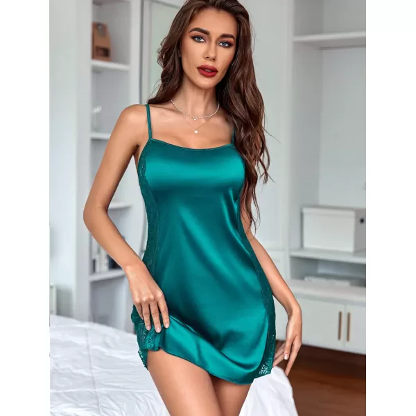 Avidlove Womens Satin Nightgown Silk Slip Dress Sleepwear Sexy V Neck Negligee Lingerie Short NightwearGreen