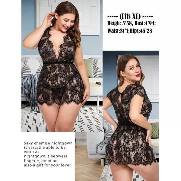 Avidlove Womens Sexy Babydoll Negligee Lingerie for women Mesh Eyelash Sheer Lace Babydoll Chemise Nightwear AblackAvidlove Womens Sexy Babydoll Negligee Lingerie for women Mesh Eyelash Sheer Lace Babydoll Chemise Nightwear Ablack