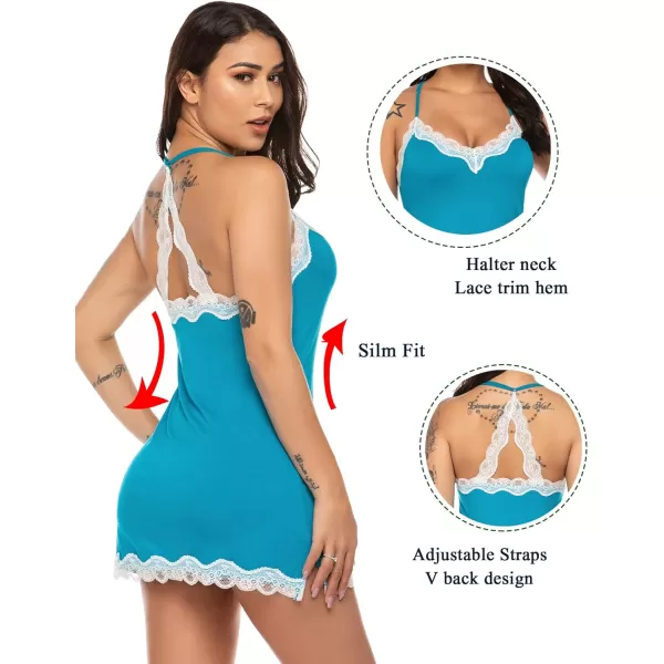Avidlove Womens Sexy Lingerie for Women Lounge Nightwear Sexy Sleepwear Full Slip Chemise Lingerie Cotton Nightgowns BabydollBlue