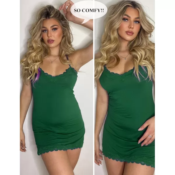 Avidlove Womens Sexy Lingerie for Women Lounge Nightwear Sexy Sleepwear Full Slip Chemise Lingerie Cotton Nightgowns BabydollCdark Green