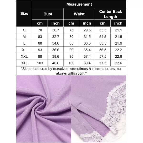 Avidlove Womens Sexy Lingerie for Women Lounge Nightwear Sexy Sleepwear Full Slip Chemise Lingerie Cotton Nightgowns BabydollLight Purple