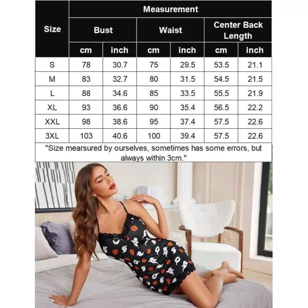 Avidlove Womens Sexy Lingerie for Women Lounge Nightwear Sexy Sleepwear Full Slip Chemise Lingerie Cotton Nightgowns BabydollPumpkin Skull