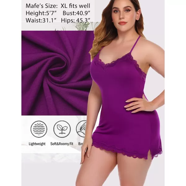 Avidlove Womens Sexy Lingerie for Women Lounge Nightwear Sexy Sleepwear Full Slip Chemise Lingerie Cotton Nightgowns BabydollPurple