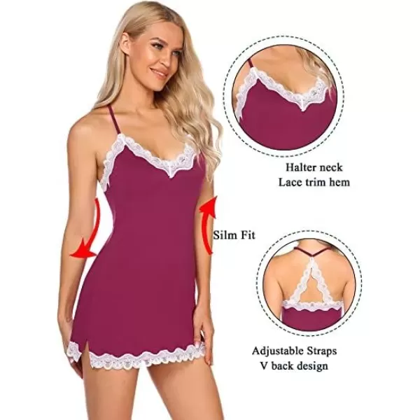 Avidlove Womens Sexy Lingerie for Women Lounge Nightwear Sexy Sleepwear Full Slip Chemise Lingerie Cotton Nightgowns BabydollWhite and Purple