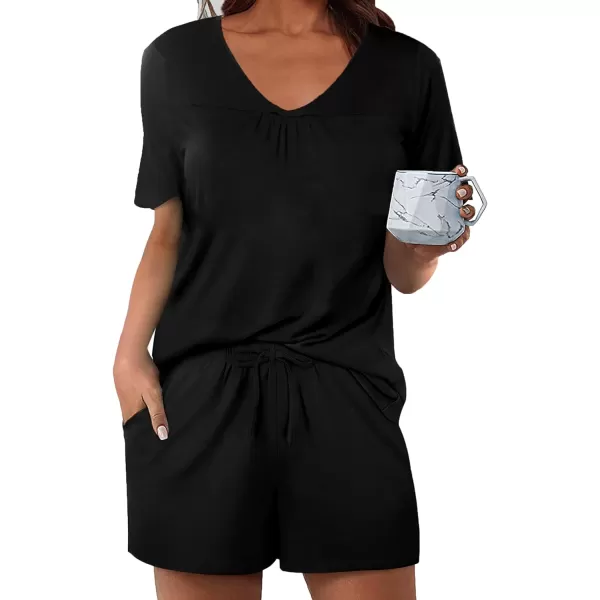Avidlove Womens Shorts Pajama Set Short Sleeve Sleepwear Nightwear Pjs SXXLBlack
