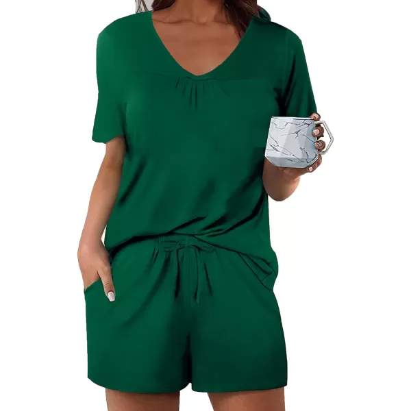 Avidlove Womens Shorts Pajama Set Short Sleeve Sleepwear Nightwear Pjs SXXLDark Green