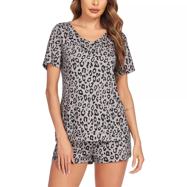 Avidlove Womens Shorts Pajama Set Short Sleeve Sleepwear Nightwear Pjs SXXLLeopard