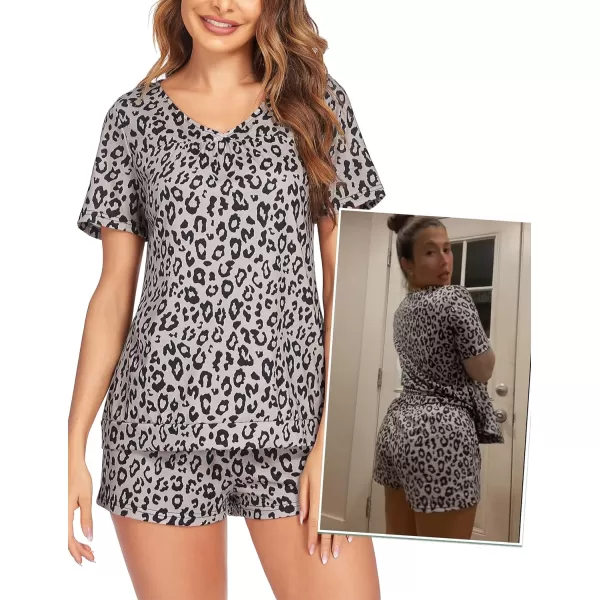 Avidlove Womens Shorts Pajama Set Short Sleeve Sleepwear Nightwear Pjs SXXLLeopard