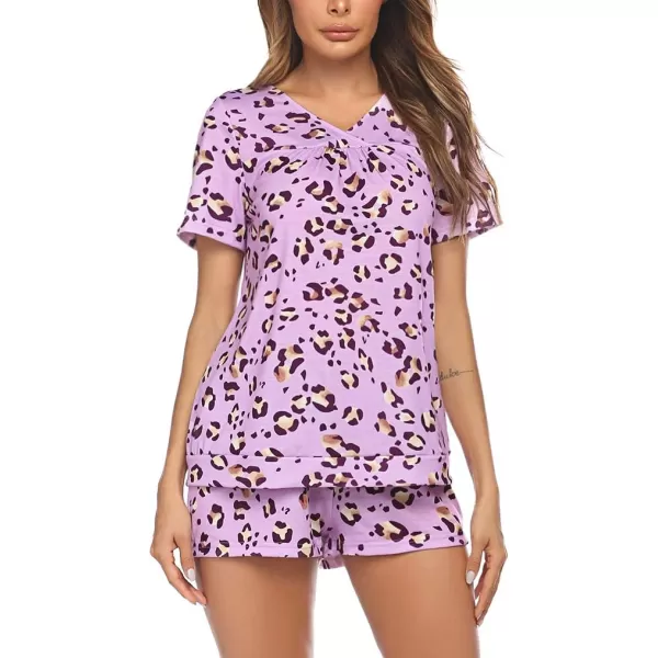 Avidlove Womens Shorts Pajama Set Short Sleeve Sleepwear Nightwear Pjs SXXLLeopard Spotspurple