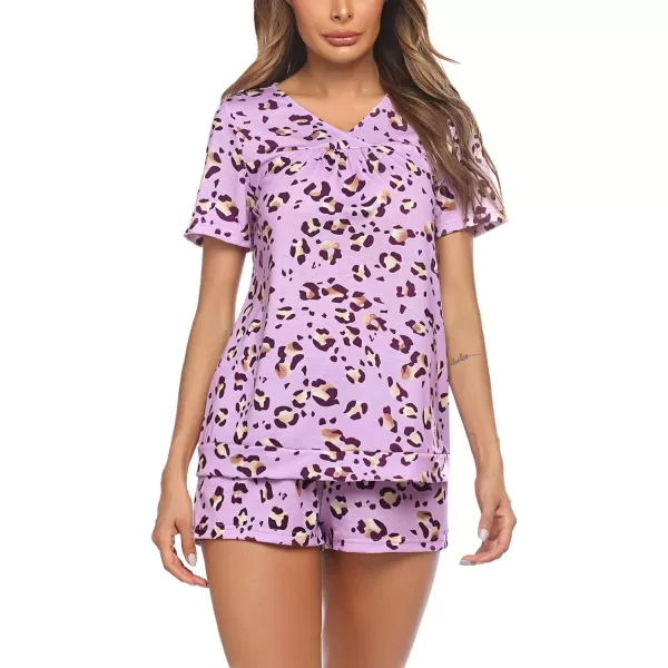 Avidlove Womens Shorts Pajama Set Short Sleeve Sleepwear Nightwear Pjs SXXLLeopard Spotspurple