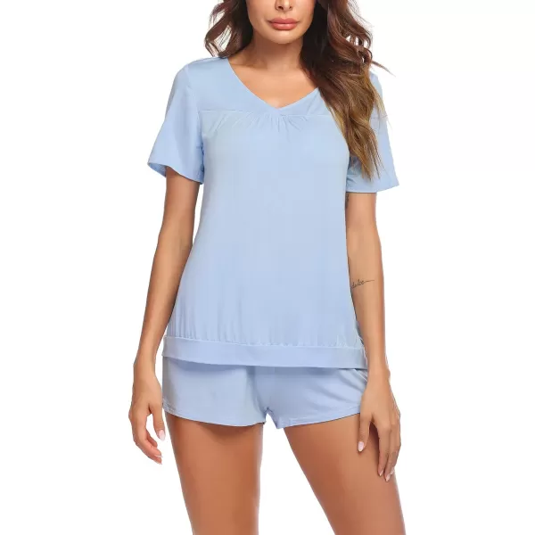 Avidlove Womens Shorts Pajama Set Short Sleeve Sleepwear Nightwear Pjs SXXLLight Blue