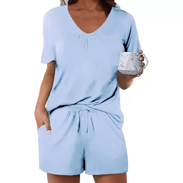 Avidlove Womens Shorts Pajama Set Short Sleeve Sleepwear Nightwear Pjs SXXLLight Blue