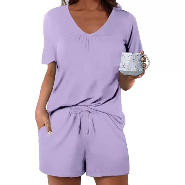 Avidlove Womens Shorts Pajama Set Short Sleeve Sleepwear Nightwear Pjs SXXLLight Purple